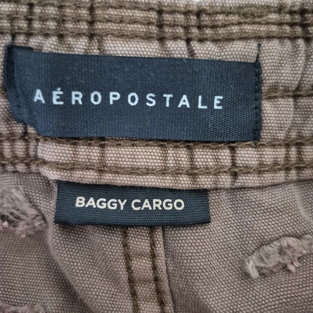 Aeropostale Pants Mens XS Brown Baggy Cargo drawstring‎ Outdoor Preppy